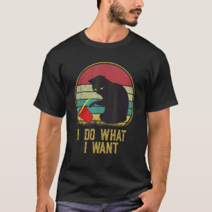 Camiseta Gato Preto Vintage Copa Vermelha Faça O Que Eu Que