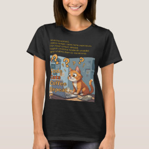 Camiseta Gato Programador Código Café Repetir Design