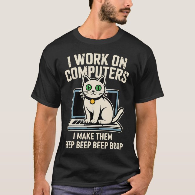 Camiseta Gato Programador de Computador (Frente)