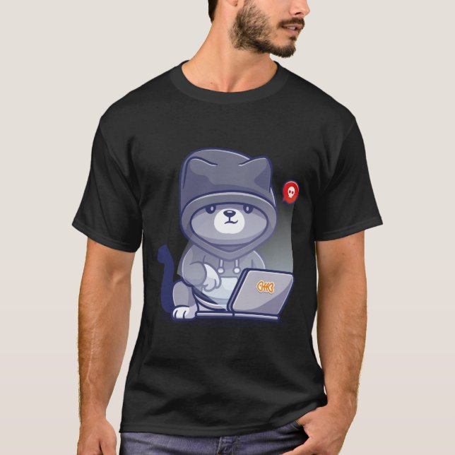 Camiseta gato programador hacker (Frente)