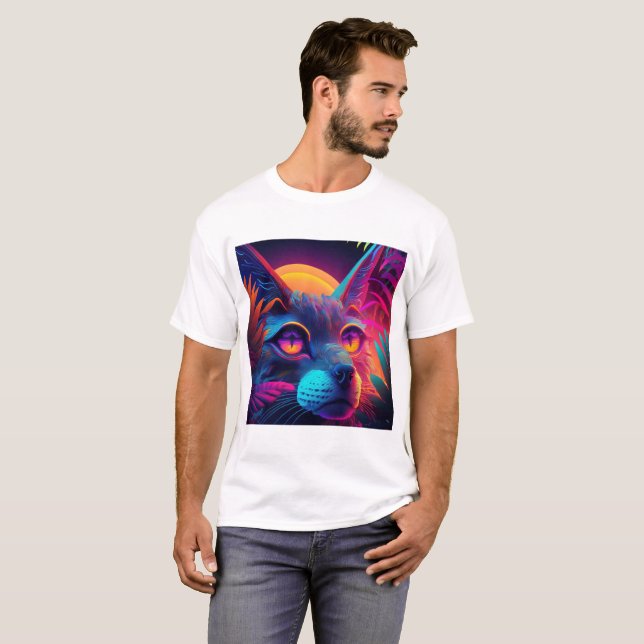Camiseta Gato Psicodélico (Frente Completa)