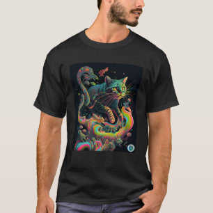 Camiseta Gato Psicodélico Viajando Pelo Tempo e Espaço