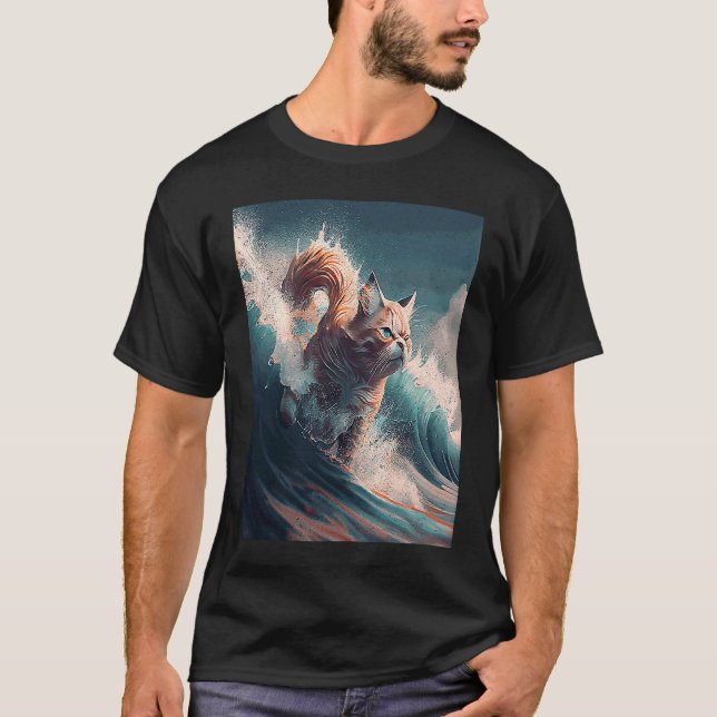 Camiseta Gato Pulando Ondas (Frente)