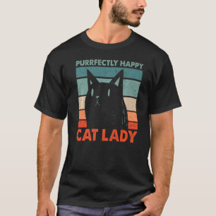 Camiseta Gato Puramente Feliz Senhora Cat Mãe Bonita Gato D