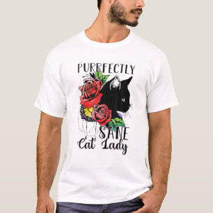 Camiseta Gato Puramente Sane Senhora Engraçada Gata Louca