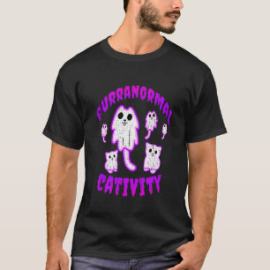 Camiseta Gato Purranormal Atividade de Halloween Fantasma P