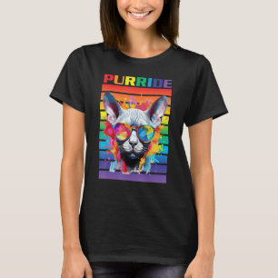 Camiseta Gato Purride, Gato Orgulho Sphynx com Bandeira do