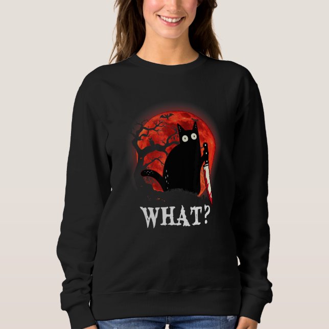 Camiseta Gato Que Gato Negro Assassino Com Faca (Frente)