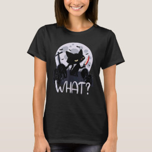 Camiseta Gato Que Gato Negro Assassino Com Faca Halloween