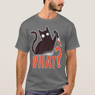 Camiseta Gato Que Gato Negro Assassino Com Faca Halloween