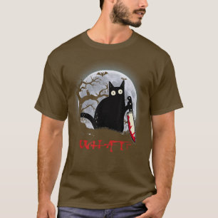 Camiseta Gato Que Gato Negro Assassino Com Faca Halloween