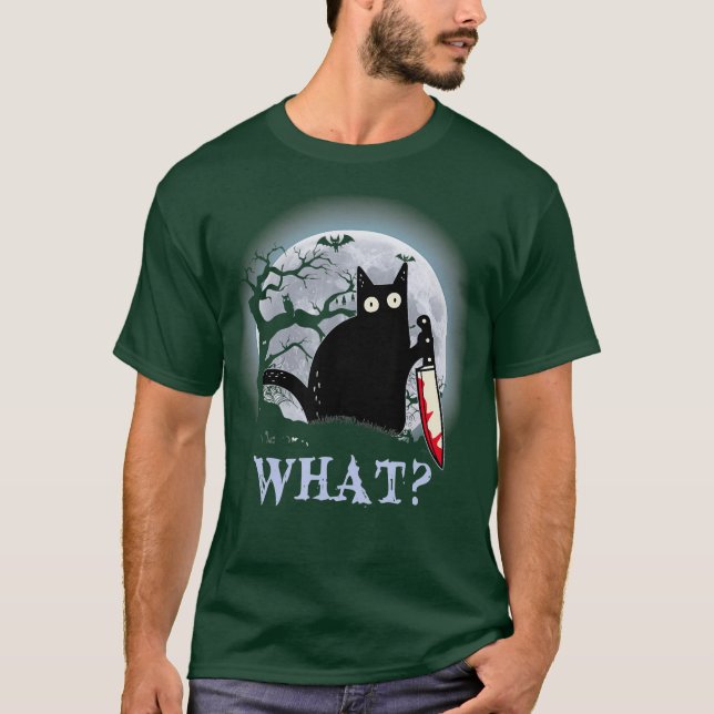 Camiseta Gato Que Gato Negro Assassino Com Figurino De Faca (Frente)