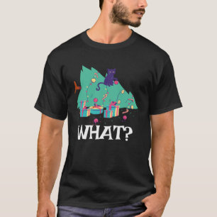 Camiseta Gato Que Gato Preto Com Árvore de Natal