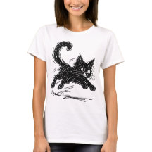 Gato Rabiscado Arte Abstrata Preta Minimalista