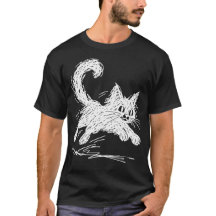 Gato Rabiscado Arte Abstrata Preta Minimalista
