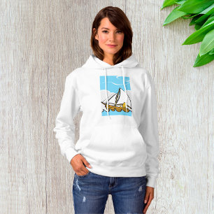 Camiseta Gato rabugento num desenho animado náutico com fun