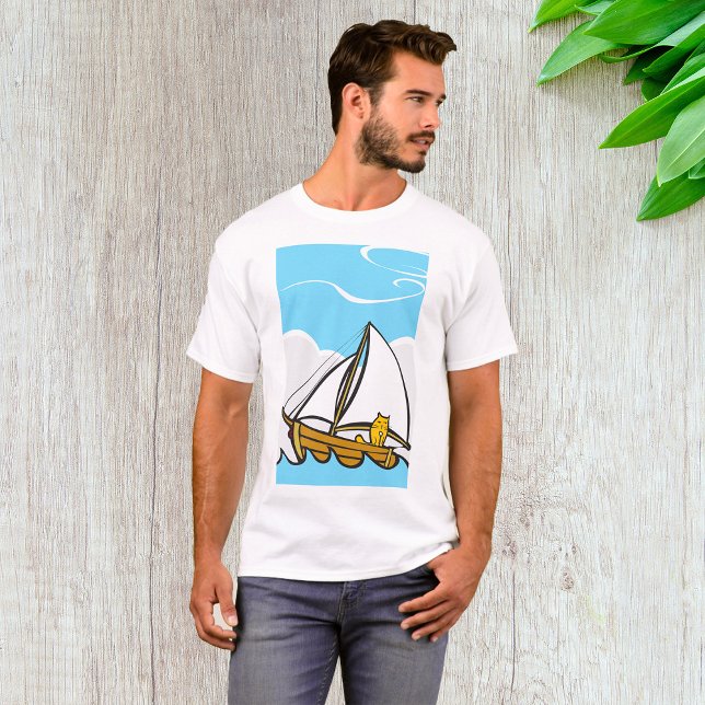 Camiseta Gato rabugento num desenho animado náutico com fun (Criador carregado)