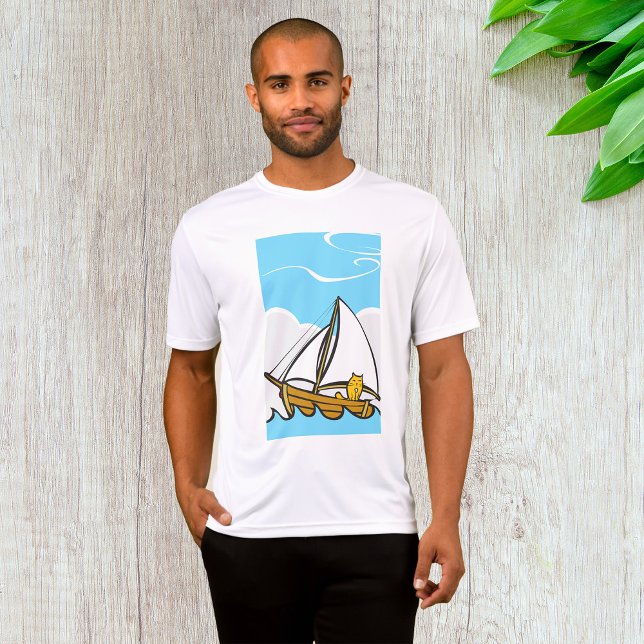 Camiseta Gato rabugento num desenho animado náutico com fun (Criador carregado)