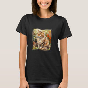 Camiseta Gato Ragamuffin Jardim Flores Pintura Pet Mamãe Pa