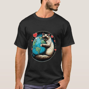 Camiseta Gato Ragdoll Abraço do Dia da Terra Amor Dono Aman