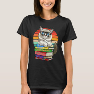 Camiseta Gato Ragdoll De Volta à Escola Ratón de Livros