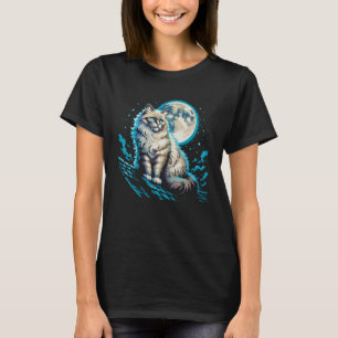 Camiseta Gato Ragdoll Espírito Felino Noturno Telhado Enlua
