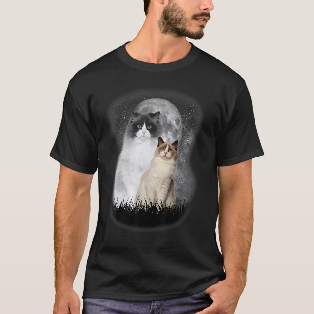 Camiseta gato Ragdoll fofo com gato Ragdoll Pet lua (Frente)