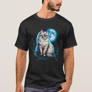 Camiseta Gato Ragdoll Noite No Telhado Ao Luar Espírito Fel