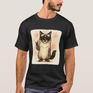 Camiseta Gato Ragdoll Óculos de Sol Música Rock Divertido R