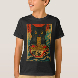 Camiseta Gato Ramen Engraçado Japonês Vintage Retro Amor po