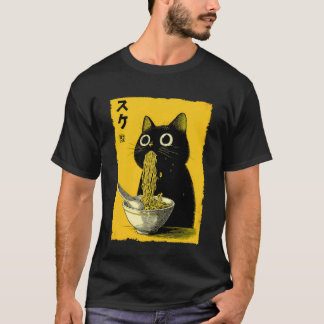 Camiseta Gato Ramen Estética Arte Japonesa Ukiyo-e Anime