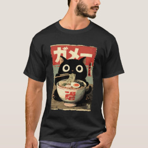 Camiseta Gato Ramen Estético Japonês Arte Ukiyo-e Anime