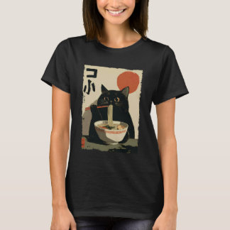 Camiseta Gato Ramen Estético Japonês Arte Ukiyo-e Anime