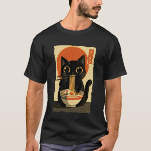 Camiseta Gato Ramen Estético Japonês Arte Ukiyo-e Anime