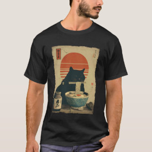 Camiseta Gato Ramen Estético Japonês Arte Ukiyo-e Anime