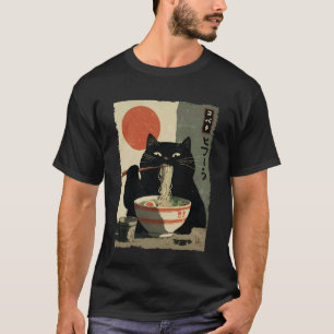 Camiseta Gato Ramen Estético Japonês Arte Ukiyo-e Anime