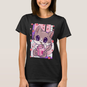 Camiseta Gato Ramen Japonês Estilo Vintage Kawaii