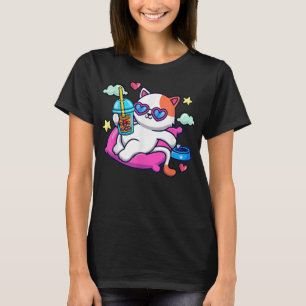 Camiseta Gato Ramen Japonês Estilo Vintage Kawaii