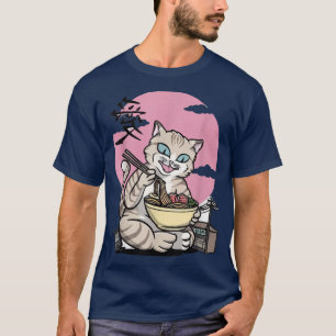 Camiseta gato ramen ramen ramen macarrão gato gato comendo 