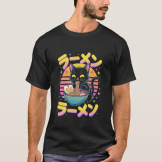 Camiseta Gato Ramen Relaxando em Macarrão Arte de Comida Fo