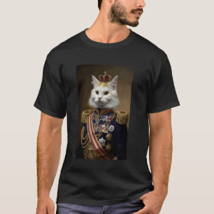Camiseta Gato Real Em Traje Real Com Medalhas E Coroa Fo