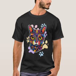 Camiseta Gato Realista Aquarela Gato Fofo Pintura Colorida 