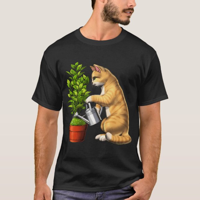 Camiseta Gato Regando Plantas (Frente)