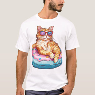 Camiseta Gato Relaxado Vibrações de Verão – Gatinho Engraça