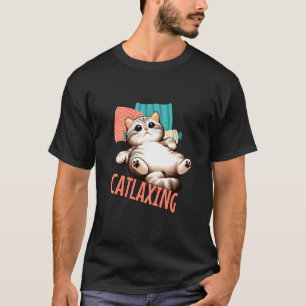Camiseta Gato Relaxando Deitado de Costa Descansando Pregui