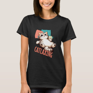 Camiseta Gato Relaxando Deitado de costas Descansando Pregu