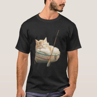 Camiseta Gato Relaxando Dormindo Pacificamente Em Barco