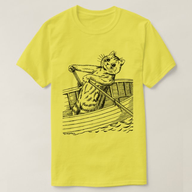 Camiseta Gato remando o barco, Louis Wain (Frente do Design)