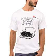 Camiseta Gato Repetir Código Café