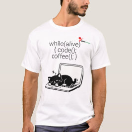 Camiseta Gato Repetir Código Café